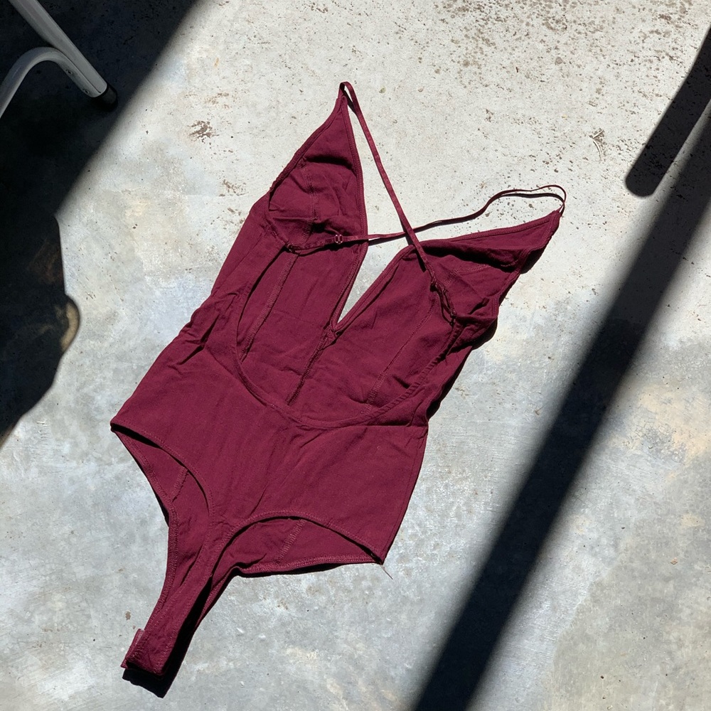 New Free people deep dive bodysuit fig sorbet S - Picture 3 of 5